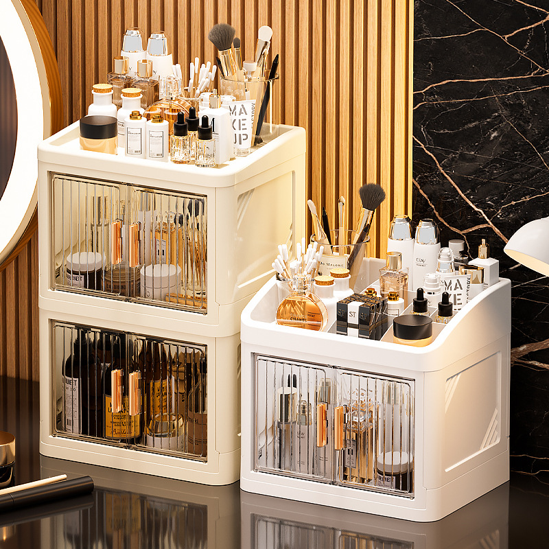 Luxury Skincare Gifts - 대용량 레이어드 메이크업 수납장, 방진 방수,