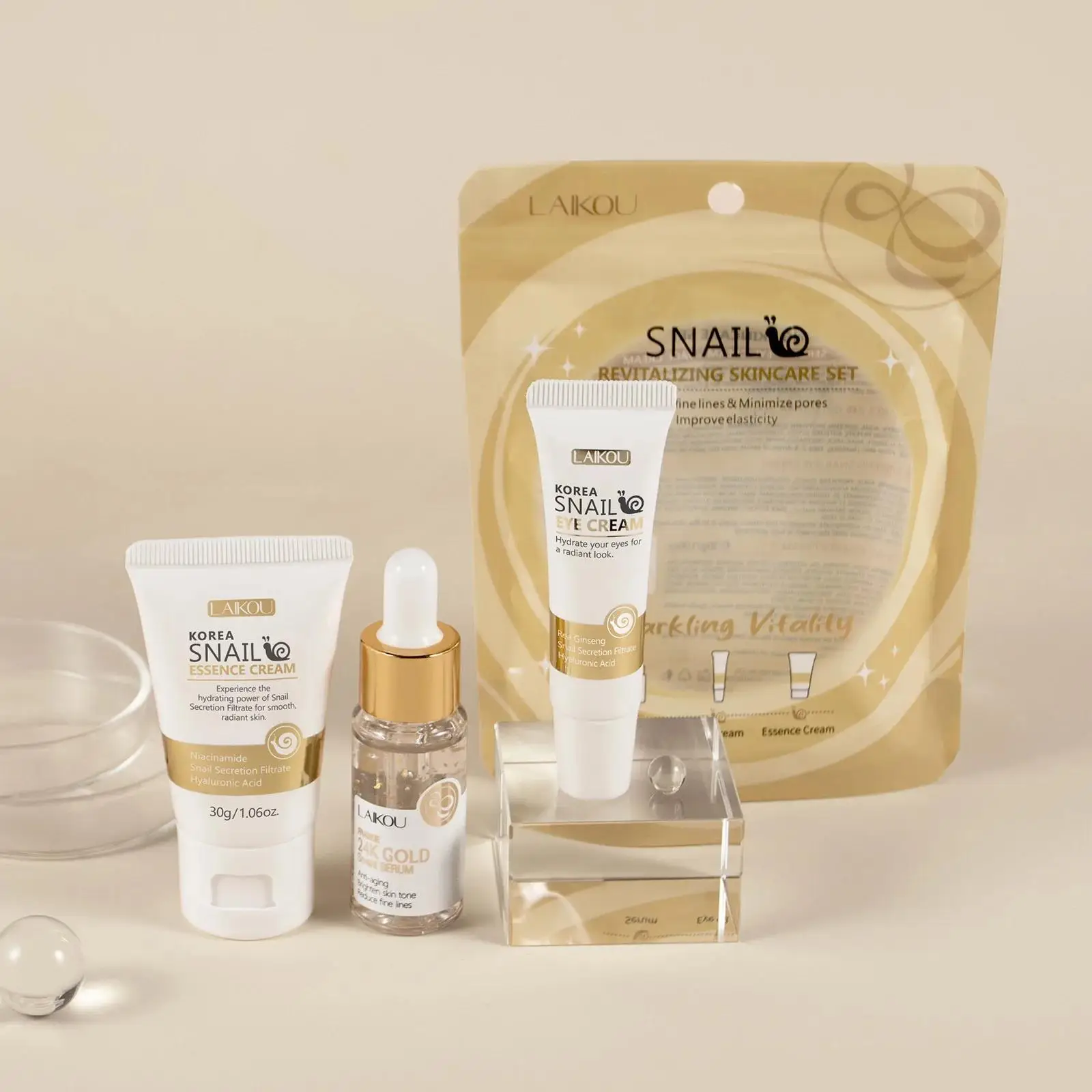 24K 골드 달팽이 리페어 세럼 아이 크림 에센스 세트 - Luxury Skincare Line 리뷰 및 가격